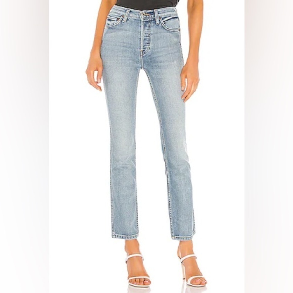 Re/Done Originals Double Needle Long Skinny in Hazey Indigo